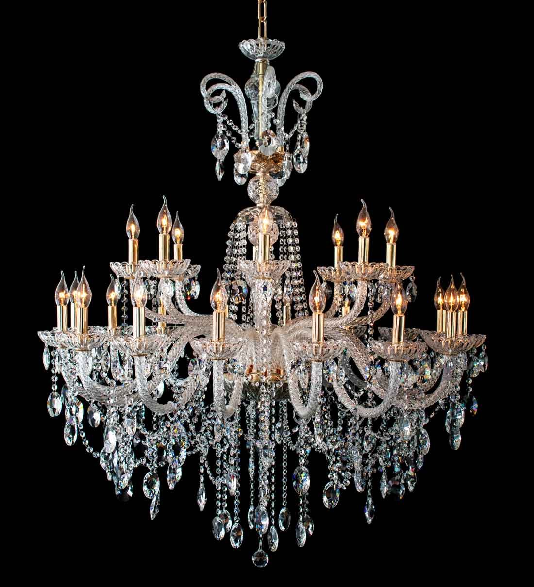 Lampara de techo alto de cristal