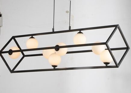 Lámpara moderna negra rectángulo con bolas - Imagen 2