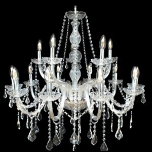 Lámpara chandelier cromada de 15 luces con cristales
