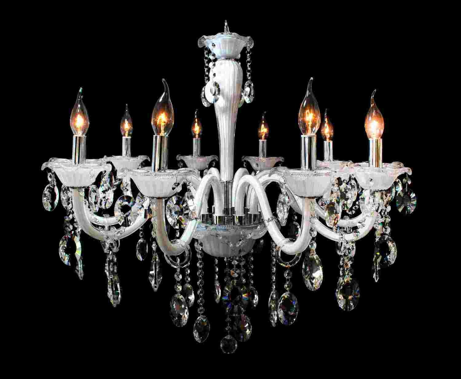 Lámpara colgante de cristal blanca