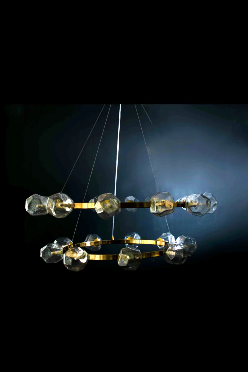 Lámpara colgante techo alto dorada - Imagen 2