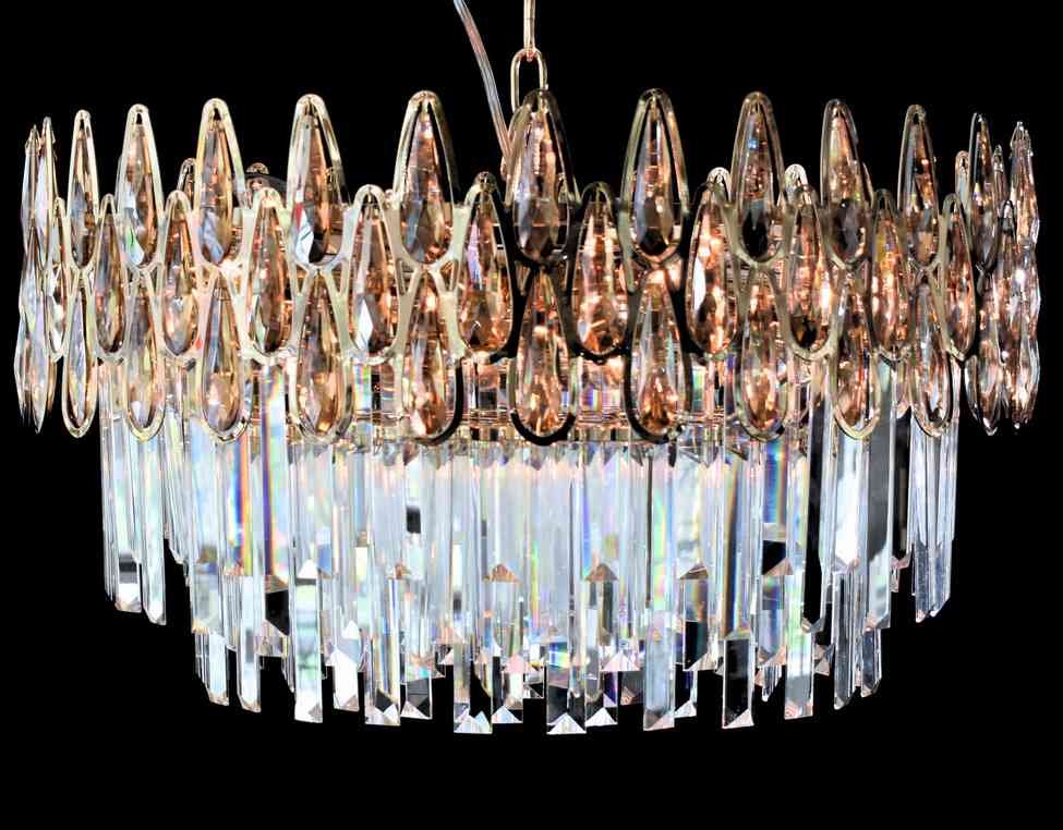 Araña de cristal ámbar oro champagne 60cm